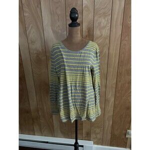 Merona gray and yellow striped long-sleeved‎ scoop neck t-shirt Size XXL